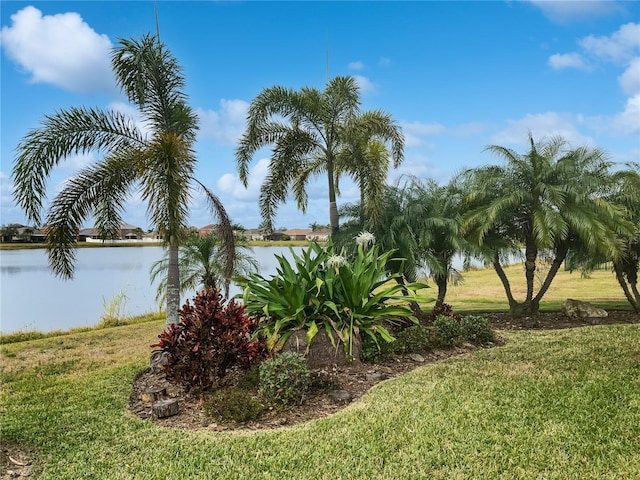 view of yard featuring a water view