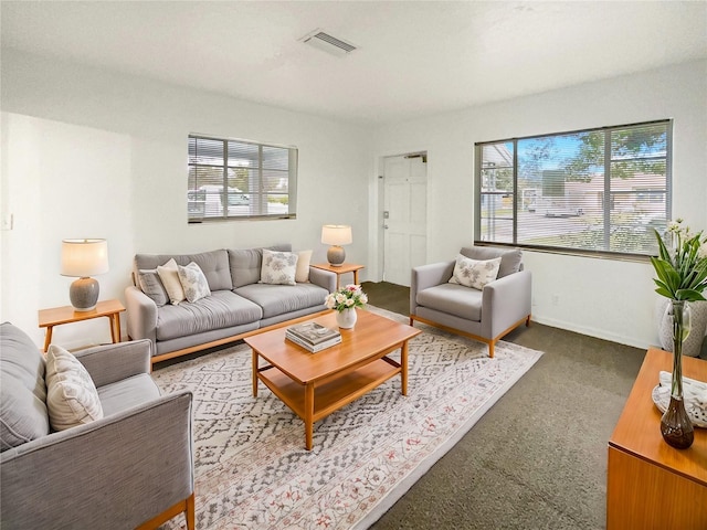 living room with carpet