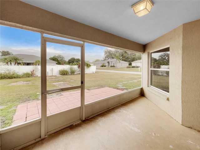 view of unfurnished sunroom