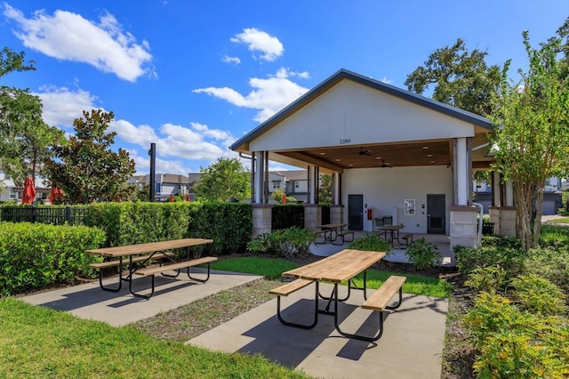 view of community featuring a patio