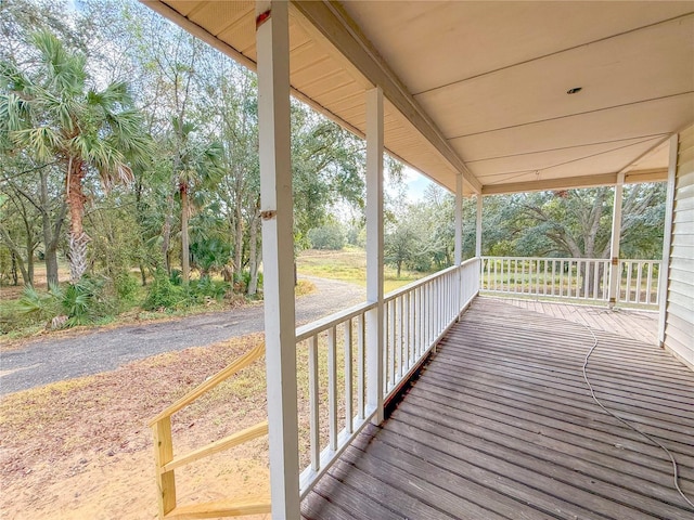 deck featuring covered porch