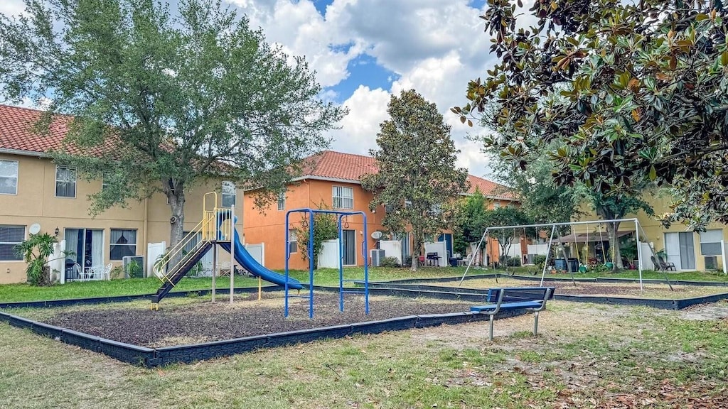 view of play area with a lawn