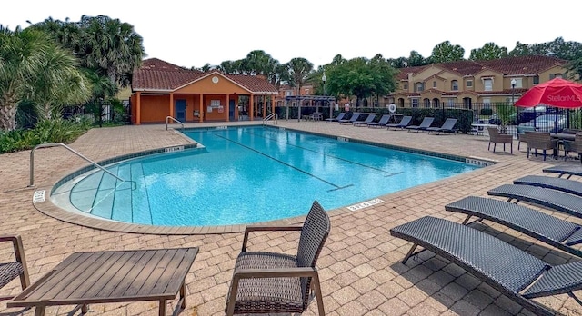 view of pool featuring a patio area