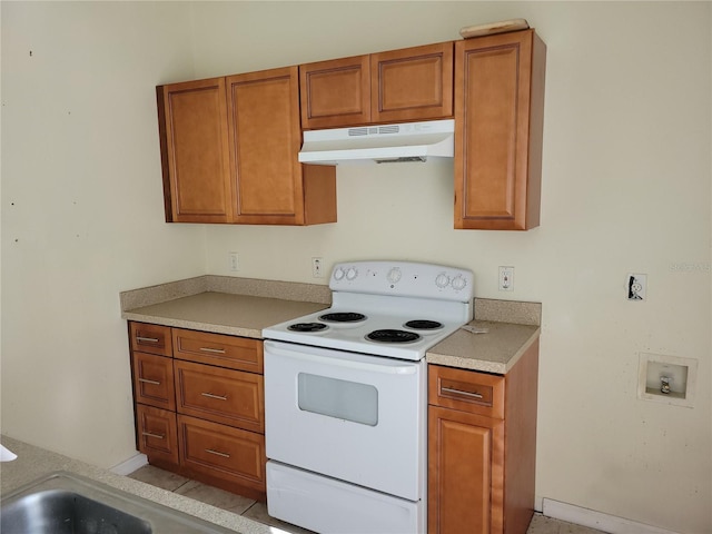 kitchen with white electric range oven