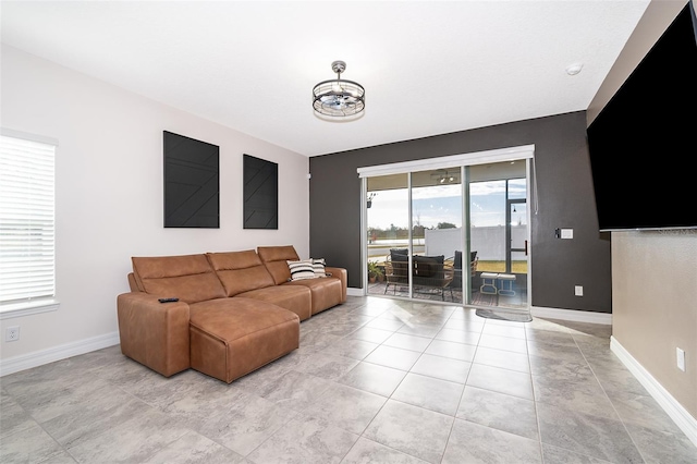 view of tiled living room