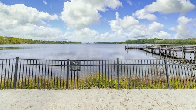 view of dock featuring a water view