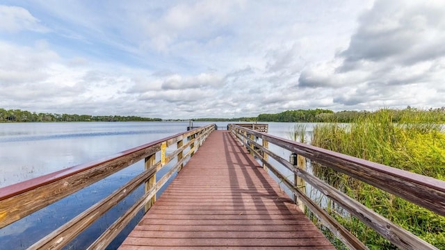 view of dock featuring a water view