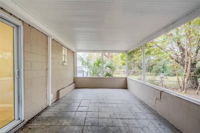 view of unfurnished sunroom