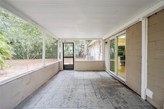 view of unfurnished sunroom