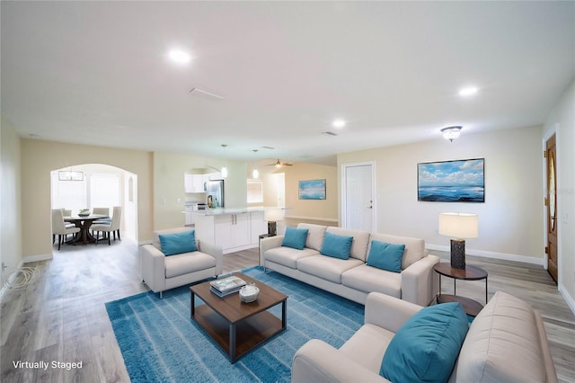 living room with hardwood / wood-style floors