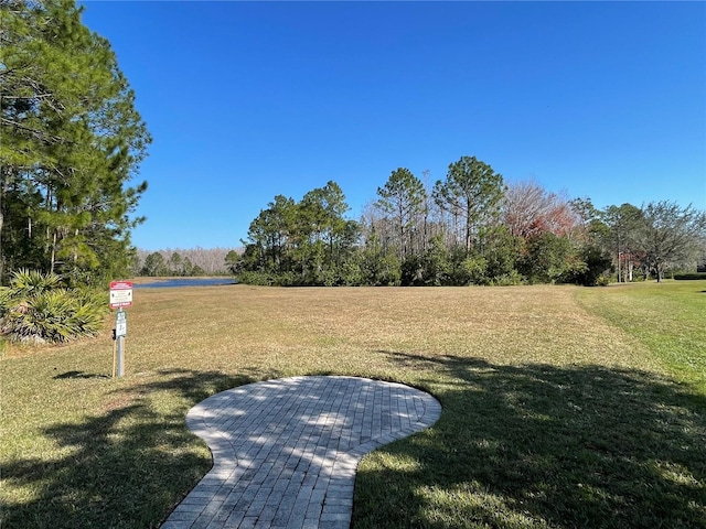 view of property's community featuring a lawn