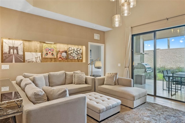 living room featuring tile patterned floors