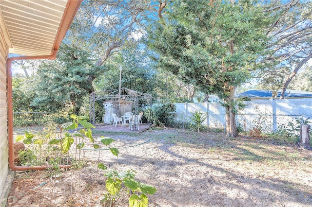 view of yard featuring a shed