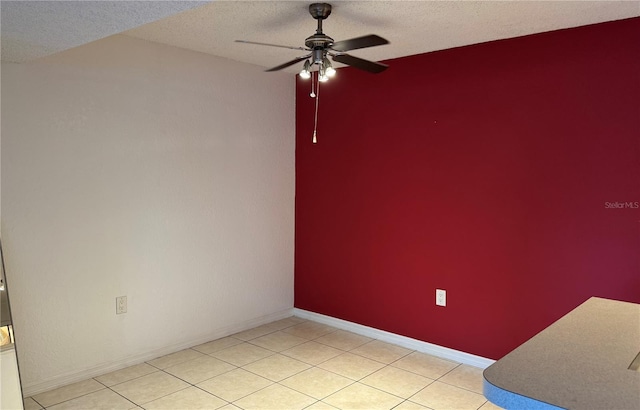 spare room with a textured ceiling and ceiling fan