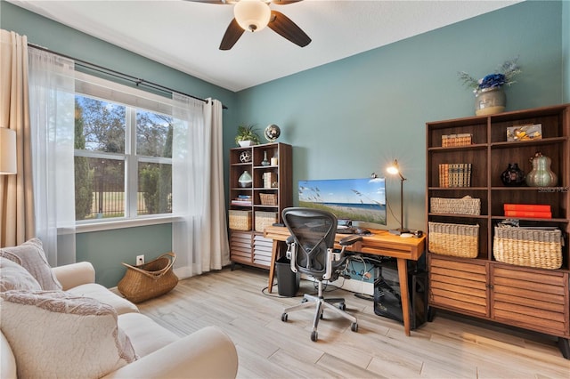 home office featuring ceiling fan