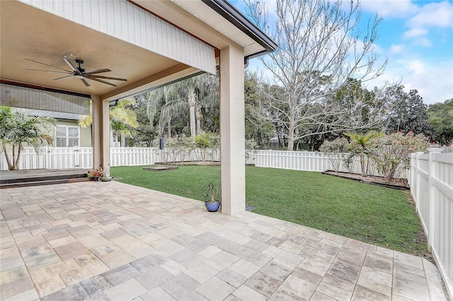 view of patio / terrace with ceiling fan