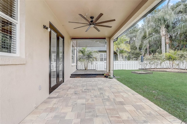 view of patio with ceiling fan