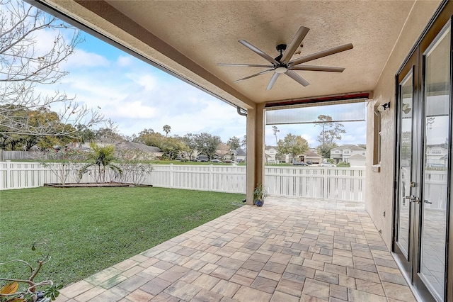 view of patio with ceiling fan