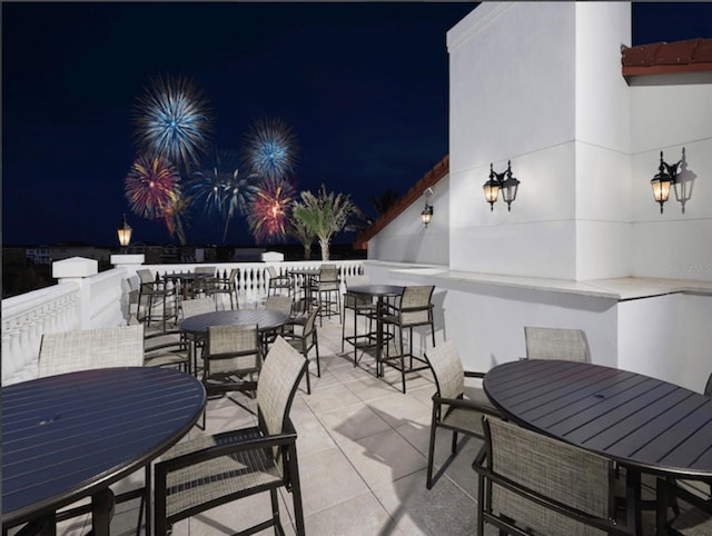 view of patio at twilight