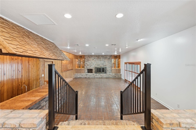 interior space with wooden walls