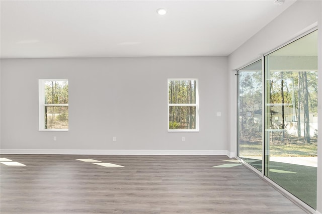 empty room with hardwood / wood-style floors