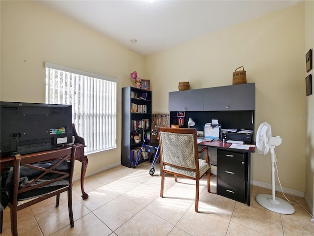 view of tiled home office