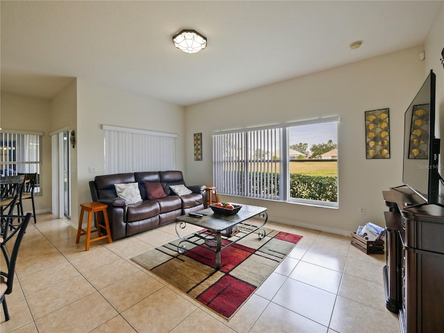 view of tiled living room