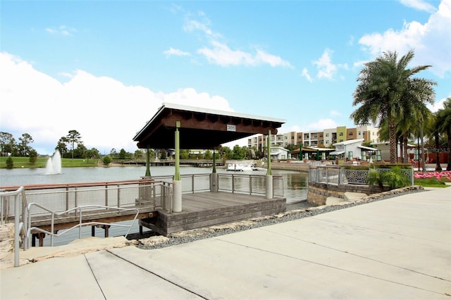 dock area featuring a water view