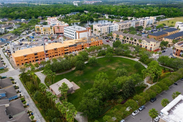 bird's eye view featuring a water view