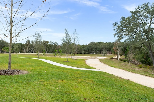 view of property's community with a lawn