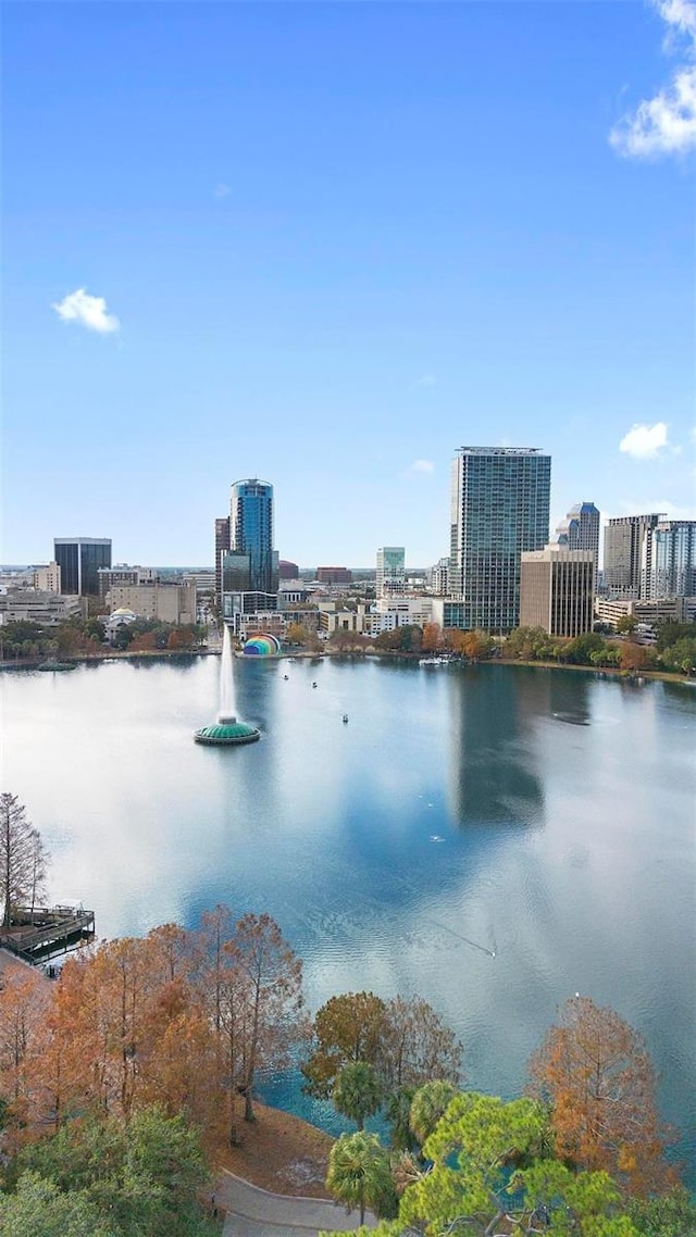 property view of water featuring a view of city