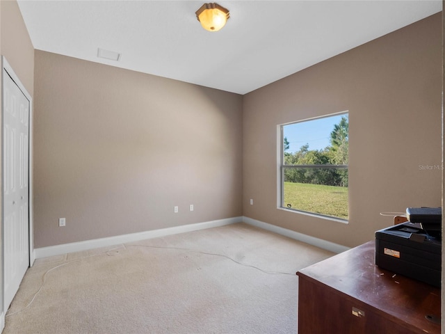 view of carpeted office space