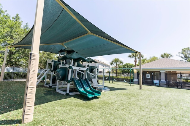 view of playground featuring a yard