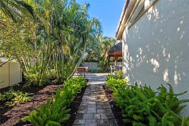 view of yard with a patio and a gazebo