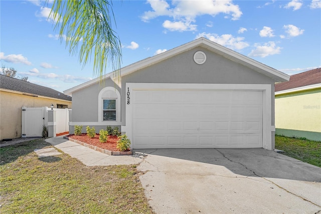 single story home with a garage