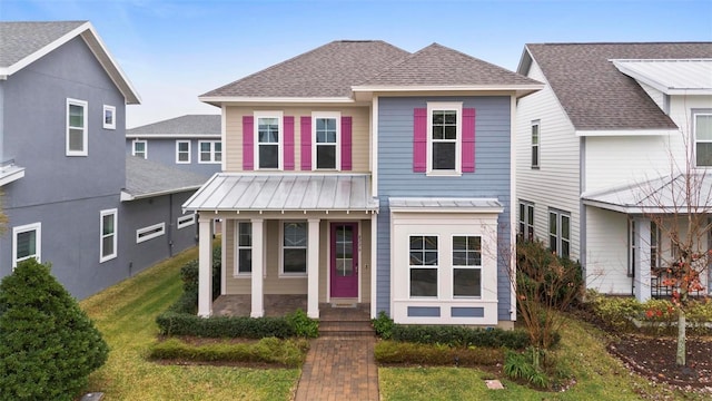 view of front of property with a front yard