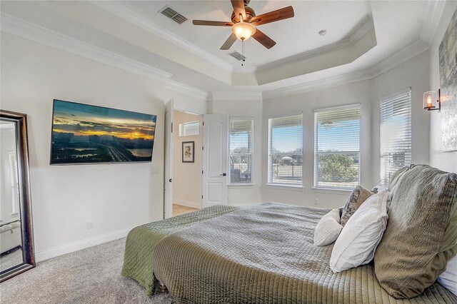 32604 View Haven Ln, Sorrento, FL 32776 - carpeted bedroom with a raised ceiling, crown molding, and ceiling fan