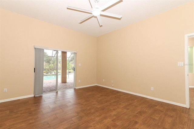 unfurnished room featuring hardwood / wood-style flooring and ceiling fan