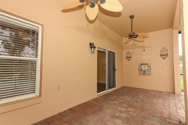 view of patio with ceiling fan