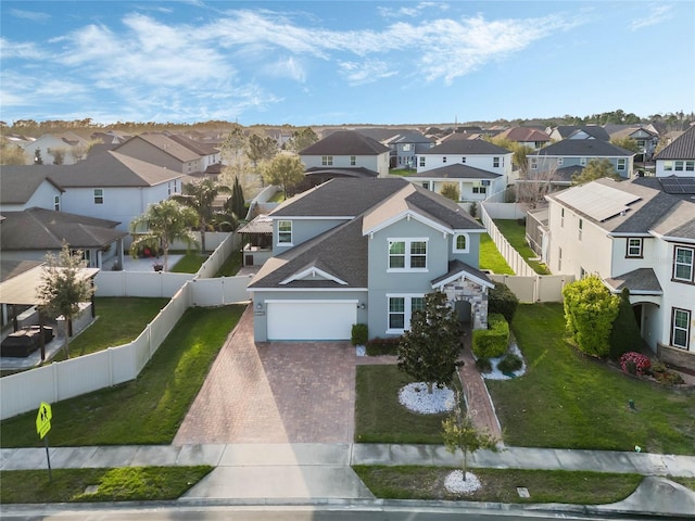 aerial view with a residential view