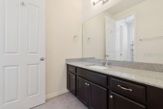 bathroom with vanity and tile patterned floors