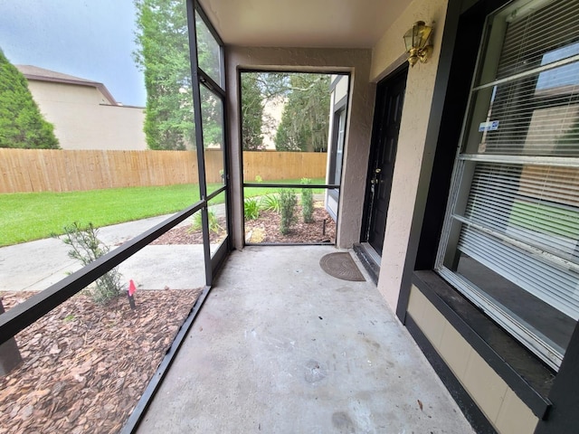 view of unfurnished sunroom