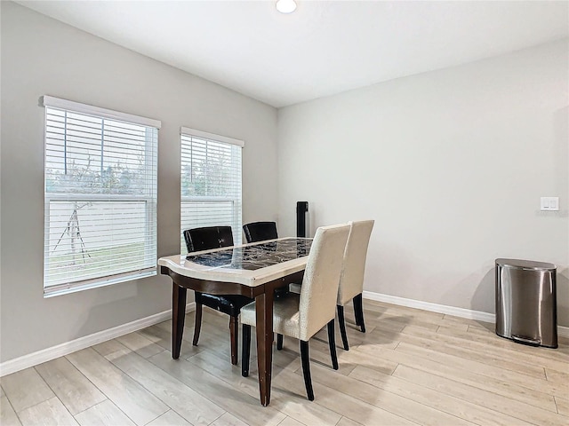 dining room with light hardwood / wood-style floors