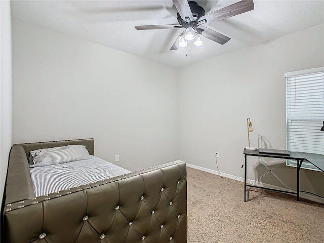 bedroom with carpet floors and ceiling fan