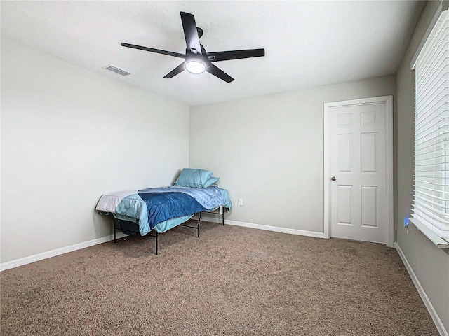 bedroom with carpet floors and ceiling fan