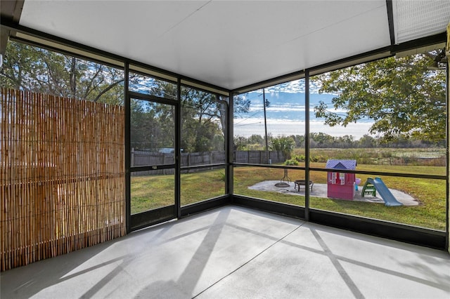 view of unfurnished sunroom