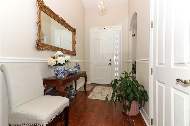 entrance foyer featuring dark wood-type flooring