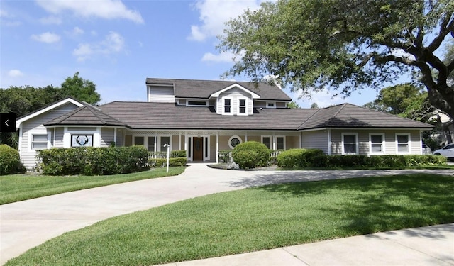 view of front of home featuring a front yard