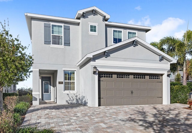 view of front of house with a garage