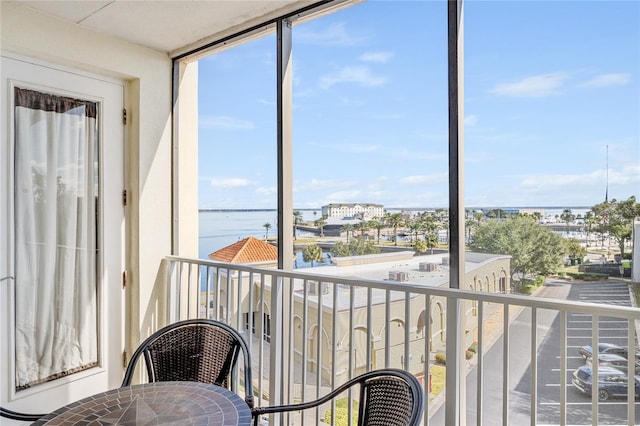 balcony with a water view